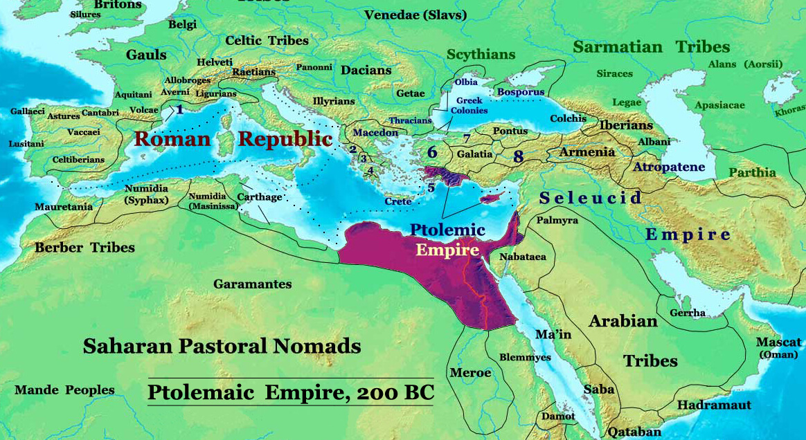 Ptolemaic Empire 200 BC Map